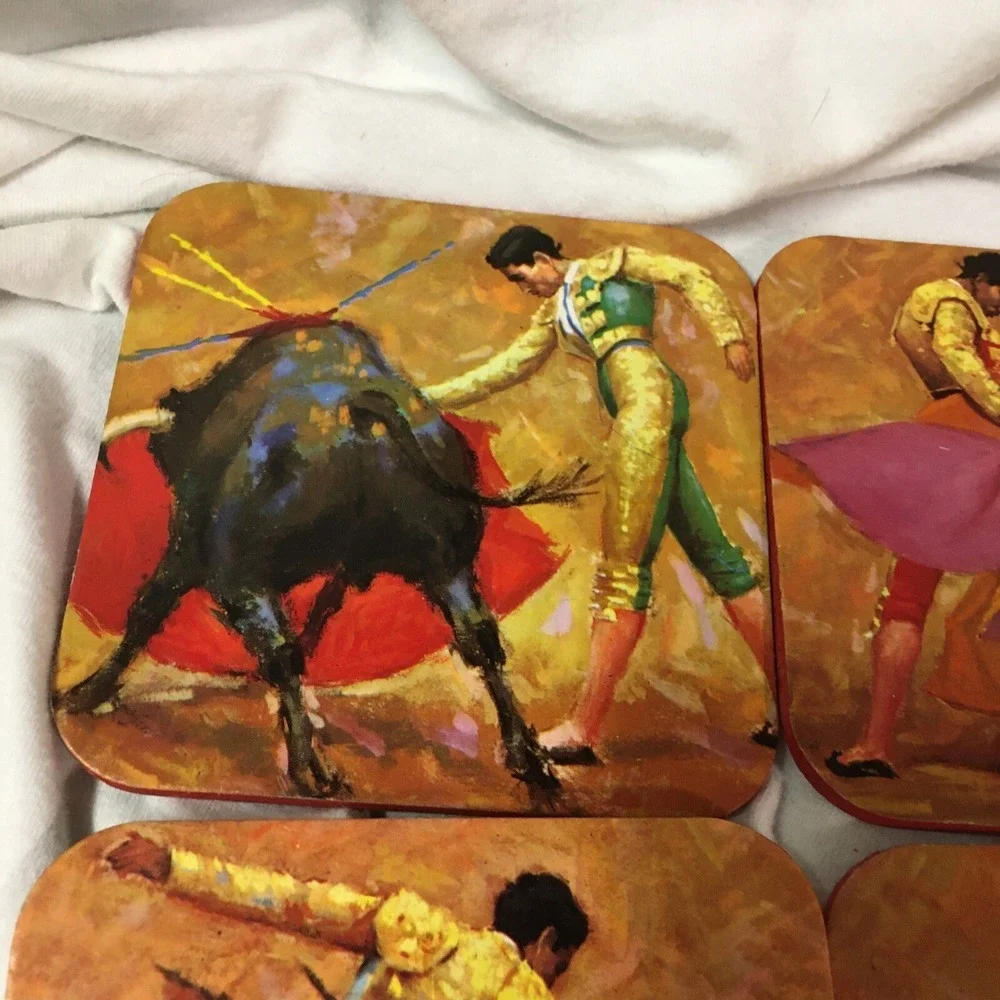 Bullfighter Coasters Set of 6 Bull Spanish‎ Toreador Spain 4